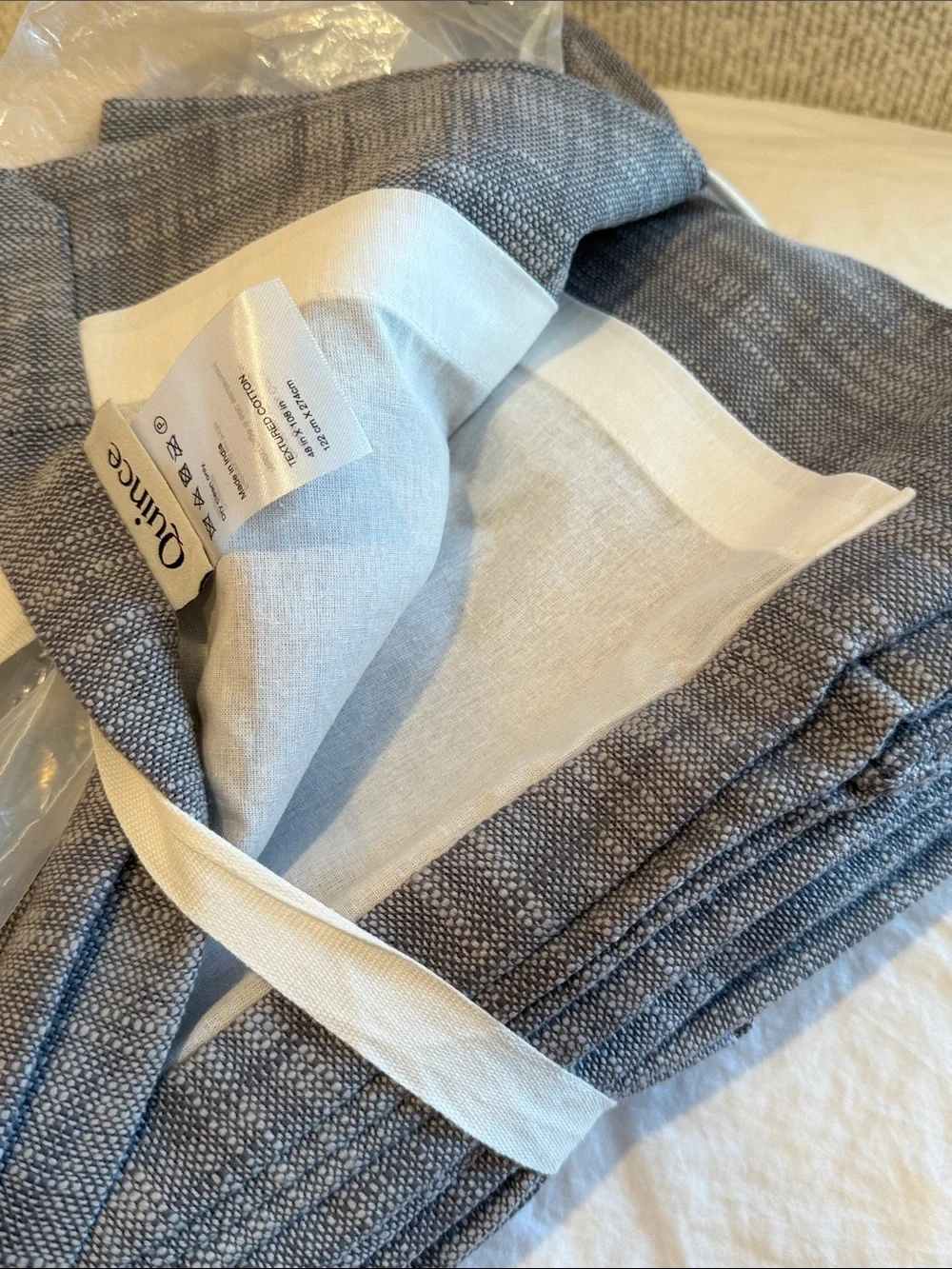 Quince Blue Textured Cotton Light Filtering Curtain 48x108 single panel